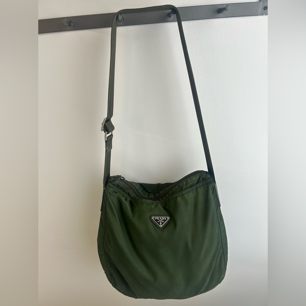 Authentic Prada Green large Nylon Tessuto messenger bag